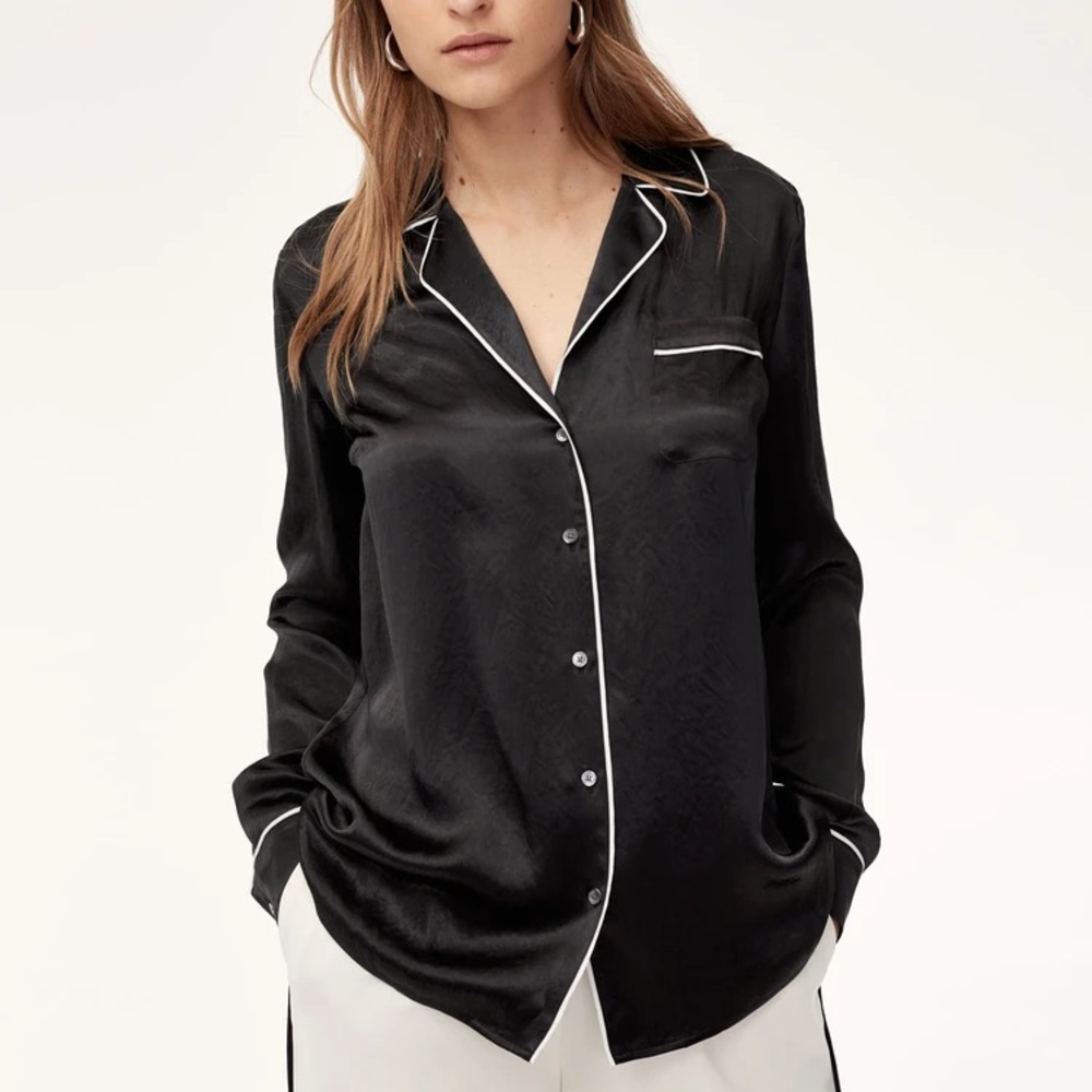 Aritzia Wilfred Murol Pyjama-Style Satin Blouse
